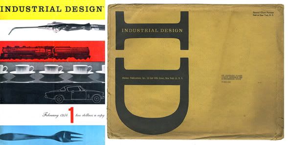 Cover of first issue of Industrial Design magazine and the envelope it was mailed in. 