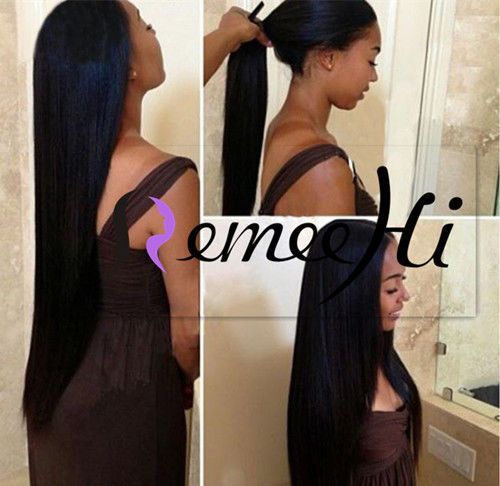 Remeehi silky Brizilian straight 100% human hair front lace wig with baby hair