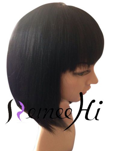Remeehair.com | remy human hair Bob short yaki straight FRONT lace wigs