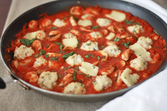 Basil Chicken Meatballs with Roasted Tomato Sauce I One Lovely Life