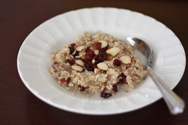 Cherry Almond Steel-Cut Oatmeal I One Lovely Life