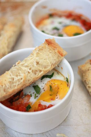 Baked Eggs with Tomato & Spinach I One Lovely Life