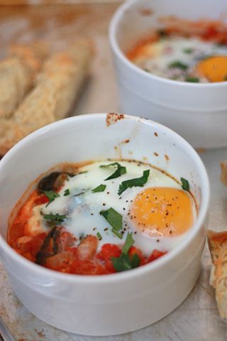 Baked Eggs with Tomato & Spinach I One Lovely Life