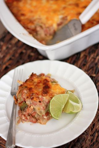 Vegetarian Green Chile Pinto Bean Casserole I One Lovely Life