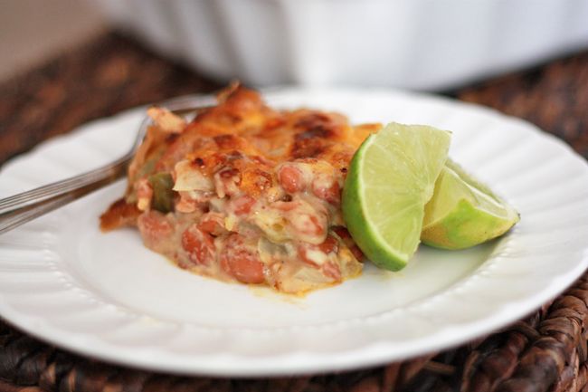 Vegetarian Green Chile Pinto Bean Casserole I One Lovely Life