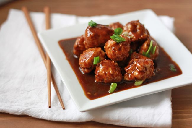 Ginger Chicken Meatballs with Lee's Hoisin Sauce I One Lovely Life