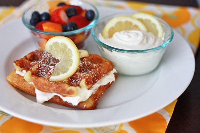 Lemon Buttermilk Waffles with Whipped Lemon Cream Cheese Topping I One Lovely Life