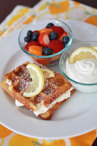 Lemon Buttermilk Waffles with Whipped Lemon Cream Cheese Topping I One Lovely Life