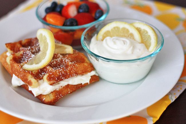 Lemon Buttermilk Waffles with Whipped Lemon Cream Cheese Topping I One Lovely Life