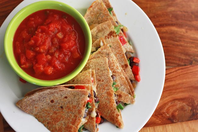 Caramelized Onion Black Bean & Mango Quesadillas I One Lovely Life