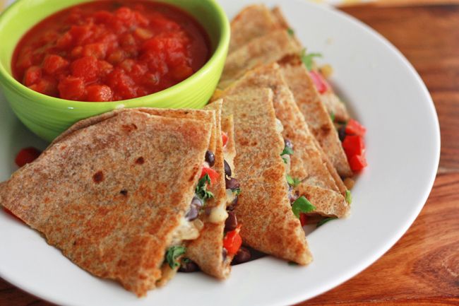 Caramelized Onion Black Bean & Mango Quesadillas I One Lovely Life