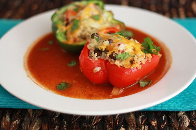 Mexican Stuffed Peppers with Quinoa & Black Beans // One Lovely Life