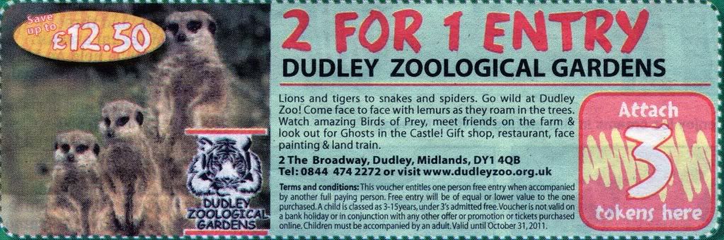 Dudley Zoo Zoological Gardens 2 for 1 Entry Vouchers