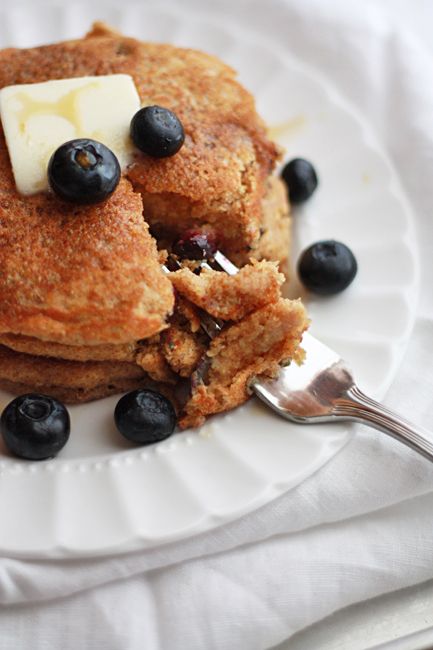 Whole Wheat & Cornmeal Maple Blueberry Pancakes I One Lovely Life