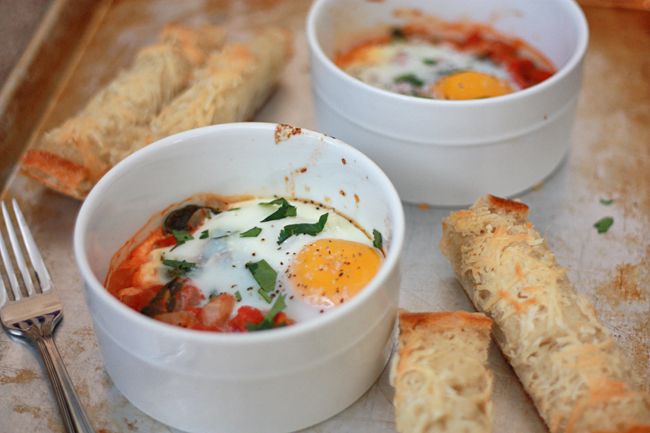 Baked Eggs with Tomato & Spinach I One Lovely Life