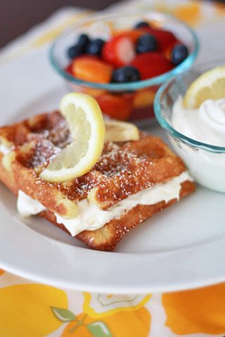 Lemon Buttermilk Waffles with Whipped Lemon Cream Cheese Topping I One Lovely Life