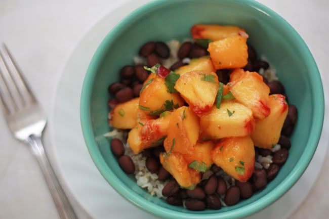 Peach Salsa Rice Bowls I One Lovely Life