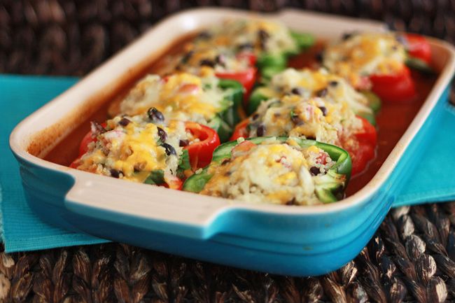 Mexican Stuffed Peppers with Quinoa & Black Beans // One Lovely Life